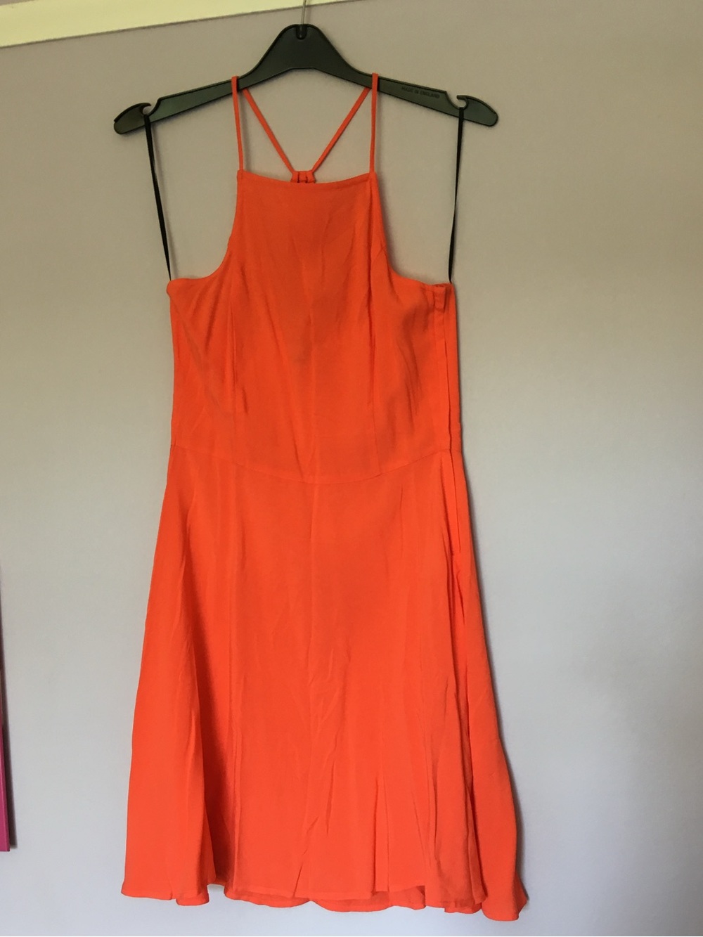Bright Orange Strappy Mini Skater Dress